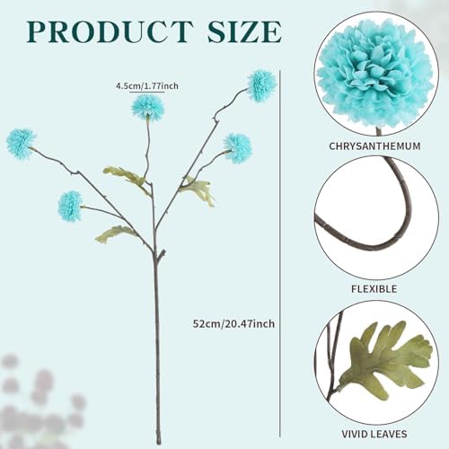 DuHouse 6pcs Artificial Flowers Faux Silk Pompon Mum Chrysanthemum Ball