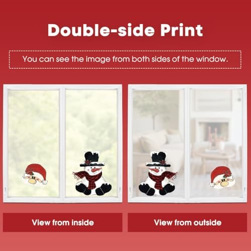Horaldaily 50 PCS Christmas Window Cling Sticker, Red Xmas Santa Claus Truck Snowman Deer Trees for Home Party Supplies Shop Window Glass Display Decoration