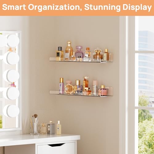upsimples 2 Pcs 15" Acrylic Shelves for Wall Display and Storage, Clear