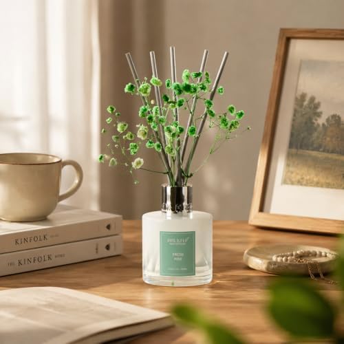 Airkeep Reed Diffuser Set,3.38 fl oz (100 ml) - Fresh Pine Oil Diffusers with 8 Reed Sticks, Home Fragrance Reed