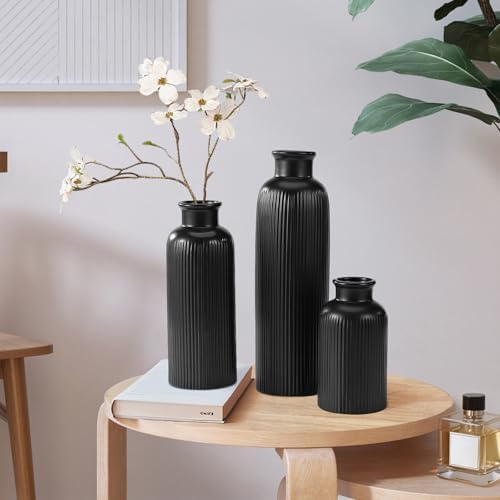 Small Ceramic Vase / Black / Set of 3
