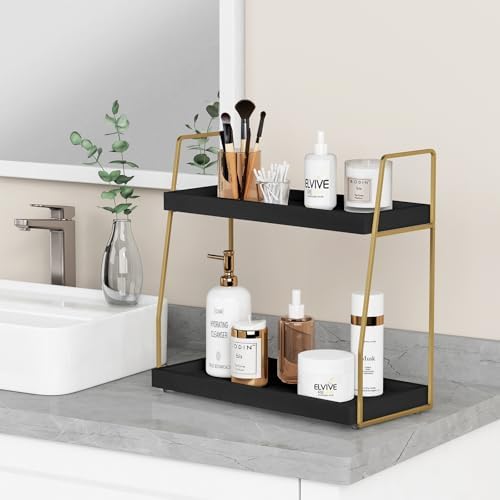 2 Tier Counter Organizer / Black-gold