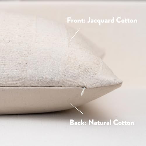 Decorative Neutral Throw Pillow Covers Farmhouse Pillow Covers Cotton Check / Beige Check / 18 x 18
