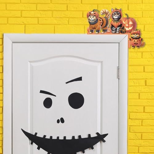 DIY Diamond Art Wooden Door Corner Decoration – Halloween Frame Sign Kit, Creative Wall Art Mosaic Frame Sign for Home Decor & Gifts