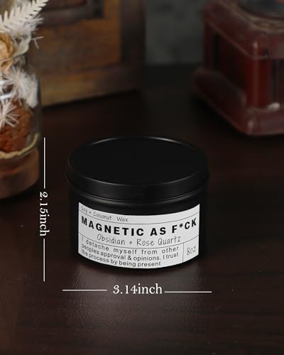 Magnetic AS F*CK, Hande Made Chakra Candle, Magic Attraction, Manifestation Crystal, Self Love, Ritual Meditation (8oz).