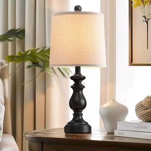 PARTPHONER Traditional Table Lamp Set of 2, Rustic Farmhouse Table Lamps for Living Room Bedroom, 22" Bedside Desk