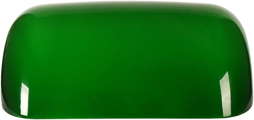 FIRVRE Lamp Shades for Table Lamps, Banker Glass Lamp Shade Replacement, Desk Lamp Green Glass Cover("8.85 IN " L "5.11