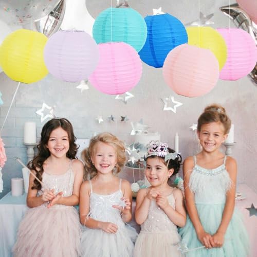 BEISHIDA 10inch Macaroon Paper Lanterns 6Pack Hanging Round Chinese Lantern