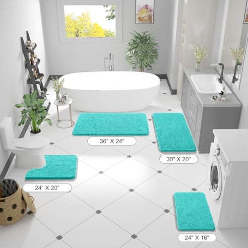 OLANLY Bathroom Runner Rugs 44x24, Extra Soft Absorbent Chenille Bath Rugs