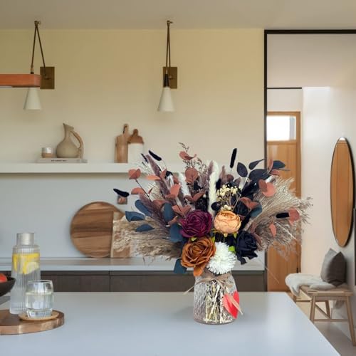 Fall Dried & Artificial Floral Centerpieces For Tables, Thanksgiving Decor