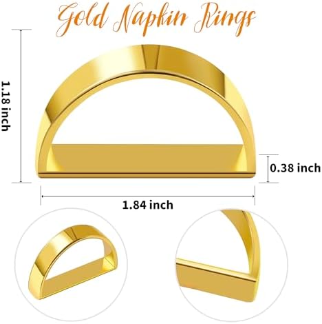 APTWOW Bright Gold Napkin Rings Set of 6, Fall Thanksgiving Table Decor