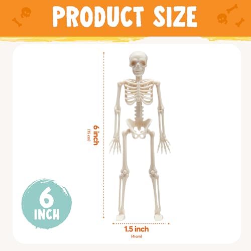 JOYIN 12 PCS 6” Small Skeletons Halloween Decorations Mini Skeleton Figurines for Craft Haunted House Accessories Trick-or-Treaters Party Favors Graveyard Decorations