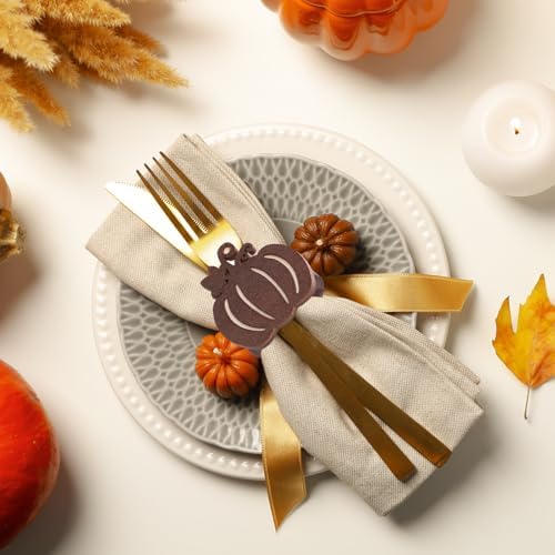Roshtia 24 Pcs Wooden Fall Napkin Rings Thanksgiving, Pumpkin