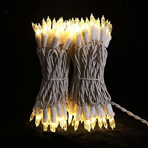 White LED Christmas Lights - 2 Pack 100 Count Warm White Christmas String Lights for Tree, Party, Wedding, Holiday, Indoor and Outdoor Decor, 2 Sets 33 Feet White Wire, UL Certified, Connectable