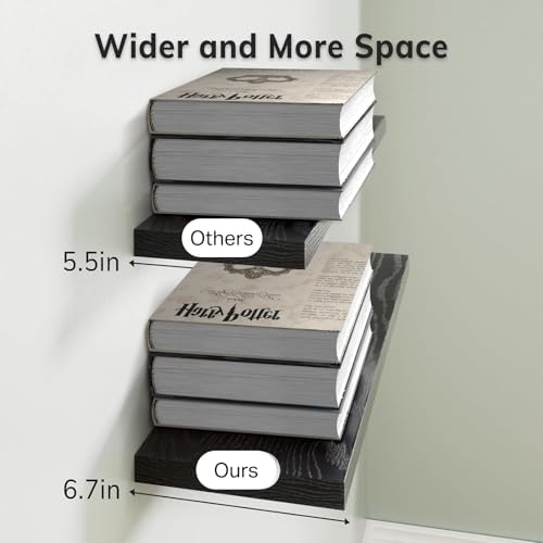 BAYKA Floating Shelves for Wall, Wall Mounted Rustic Wood Shelves for Bathroom, Bedroom, Living Room, Kitchen, Hanging