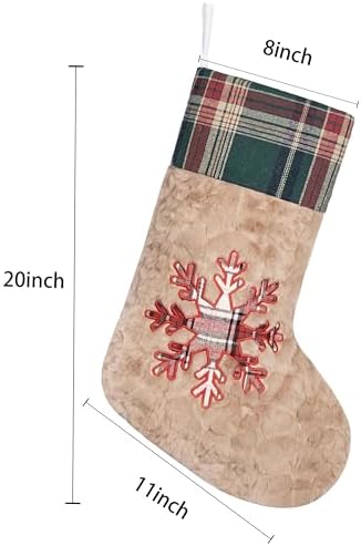 LUBOT New 6 Pack Christmas Stocking 20" Red Green Plush Plaid Mix and Match Classic Rustic Farmhouse Country Cotton Fireplace Hanging Xmas Stockings Decorations for Family Holiday Season Decor