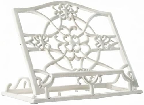 JOGREFUL Cast Iron Cookbook Stand, Kitchen Recipe Holder Medallion White | Heavy-Duty Book Vintage Holder, Reading Rest