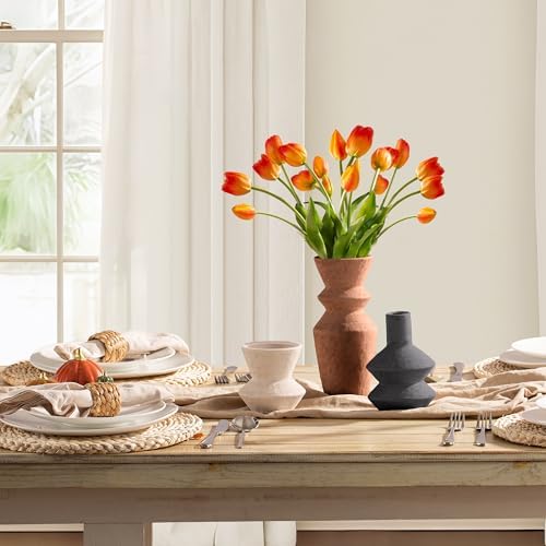 Ceramic Vase Home Table Decor - Flower Vase Set of 3 Living Room Kitchen Decorations Farmhouse Modern Rustic Vases