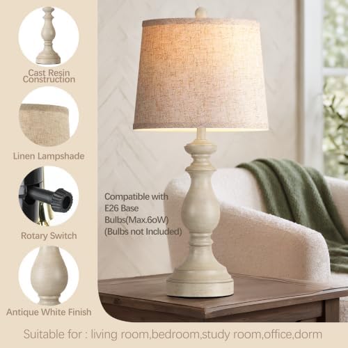 PARTPHONER Traditional Table Lamp Set of 2, Rustic Farmhouse Table Lamps for Living Room Bedroom, 27" Bedside Desk