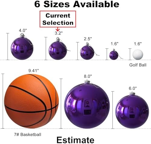 Purple 3.2" Large Christmas Balls - Christmas Tree Decoration Ornaments Shatterproof Hanging Balls for Birthday Halloween Holiday Wedding Decorations Set of 10pcs