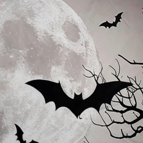 LB Grey Halloween Tapestry Black Bat Dead Tree at Cemetery Wall Tapestry Horror Full Moon Night Tapestries for Bedroom Living Room College Dorm Wall Decor,78Wx60H inches