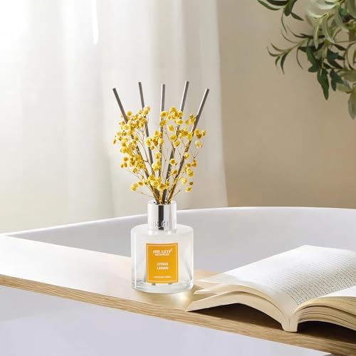 Airkeep Reed Diffuser Set,3.38 fl oz (100 ml) - Citrus Lemon Oil Diffusers with 8 Reed Sticks, Home Fragrance Reed