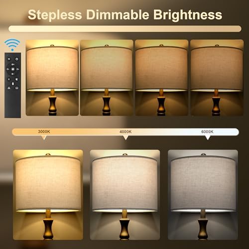 BOBOMOMO 62" Rustic Farmhouse Floor Lamp Antique Gold with Remote & Dimmable 9W Bulb, 3 Color Temperatures Resin
