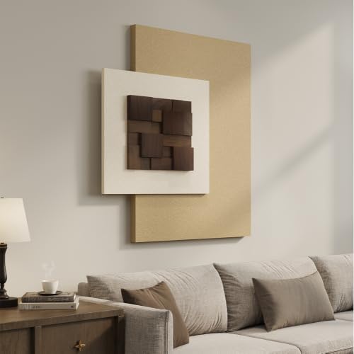 Large Wood Abstract Wall Art for Living Room, Modern 3D Artwork for Walls