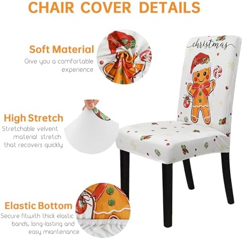 Christmas Chair Covers Set of 4 Gingerbread Winter Parsons Chair Slipcovers