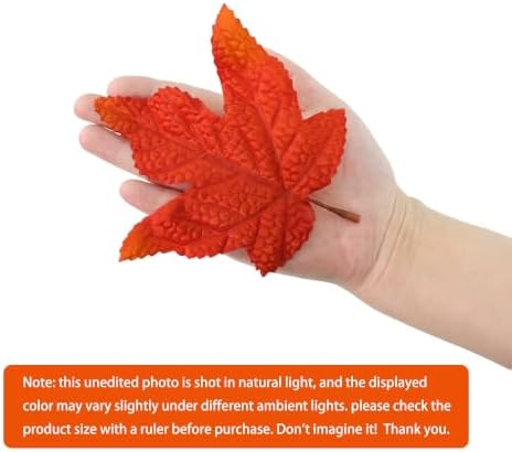 100 Pcs Artificial Maple Leaves Bulk (Medium-Leaf Orange Red‌)