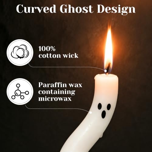AYGXU Halloween Decorations Indoor-6 Pcs Twisting Ghost Candles with Ribbons Decor,Taper Candles,Halloween centerpieces for Party,Tables,Fireplace Decorations(Candlesticks not Included)