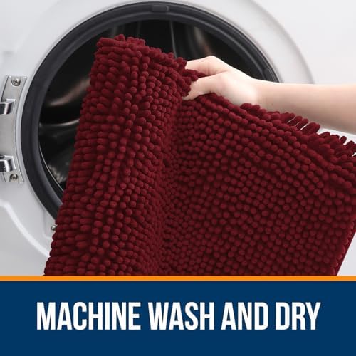 OLANLY Bathroom Rugs 32x20, Extra Soft Absorbent Chenille Bath Rugs