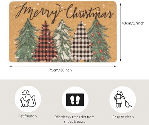 Winter-Chirstmat Welcome-Pine-Trees-Doormat for Outdoor - Xmas-Home-Decor