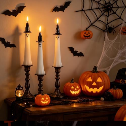 Halloween Witch Flameless Taper Candles with Remote and Timer