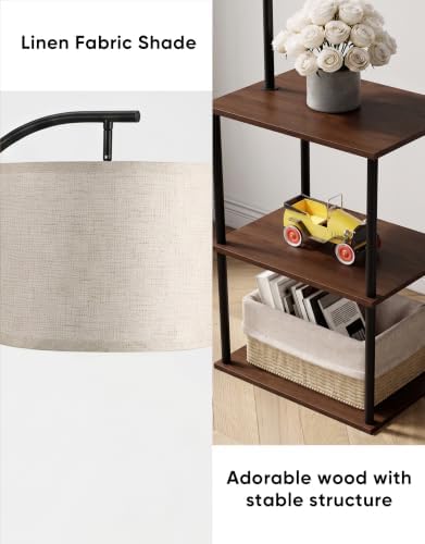 PARTPHONER Floor Lamp with Table, Night Stand with Lamp, Narrow Side Table with 3CCT LED Bulb, Small Coffee Table
