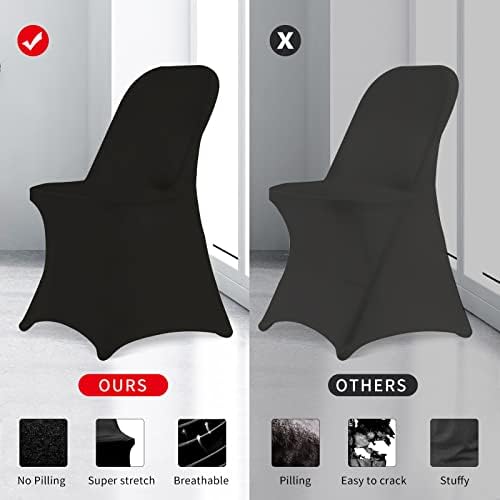 HAINARverS Stretch Spandex Folding Chair Covers,100PCS Upgrade Black
