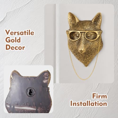 UITWMKTG Gold Fox Head Wall Decor - Modern Animal Wall Sculpture, Fox Wall Art for Living Room, Bedroom, Office, Gold