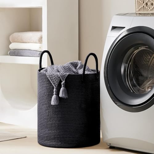 YOUDENOVA Woven Rope Laundry Hamper Basket, 58L Blanket Basket for Nursery
