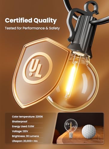 Brightown Outdoor String Lights, 209FT G40 LED IP65 Waterproof Patio Lights