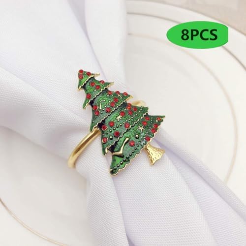 Napkin Rings Set of 6 Silver Set of 6 Napkin Rings Christmas, Holidays, Thanksgiving (Christmas Tree-1)