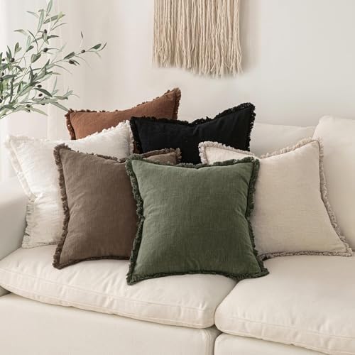 MIULEE Linen Decorative Fall Euro Throw Pillow Covers Cocoa Brown 28x28