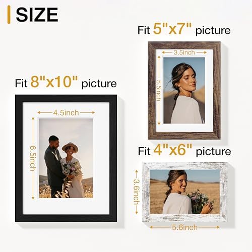 Vittanly 15 Pack Gallery Wall Frame Set, Black, Brown, Distressed White