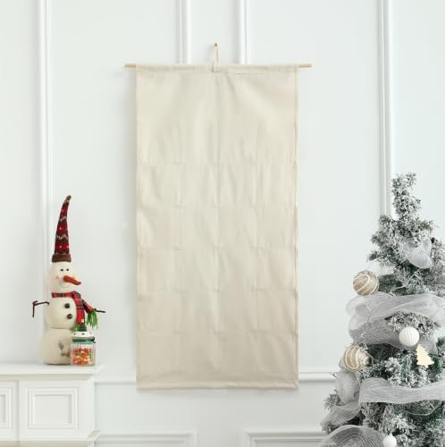 MONOBLANKS Fabric Hanging Advent Calendar with Pockets, Christmas Pattern B