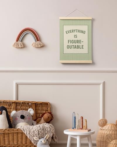 FGFK Everything Is Figureoutable Positive Affirmations Wall Art Poster Hanger Frame, Preppy Sage Green Inspirational