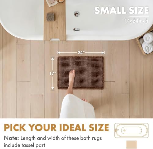 MIULEE Set of 2 Waffle Bathroom Rugs Boho Bath Mat Mocha 17x24 Inch