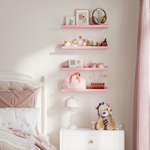 upsimples Floating Shelves for Wall Decor and Storage, Pink, 6Pcs 15.7''
