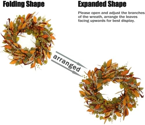WreathDream Fall Wreaths for Front Door 22" Autumn Wreath for Home Decor
