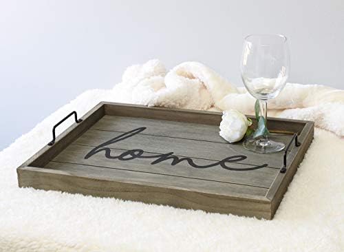 Elegant Designs HG2000-RGH Decorative Wood Serving Tray w/Handles, 15.50" x 12", Home