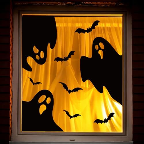 Large Halloween Window Clings Decorations Extra Large Ghost Silhouette Scary Black Ghost Decorations Window Decals for Windows