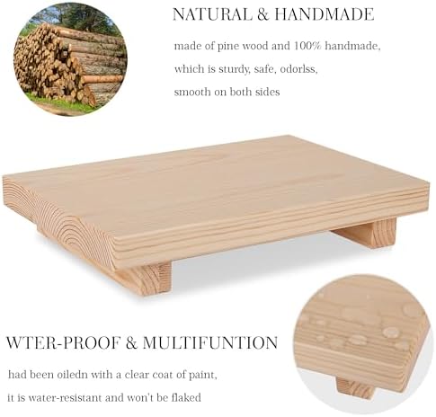 Bathroom Counter Organizer Wood Pedestal Stand Farmhouse Decorative Tray / Burlywood / 9 x 6 x 1.6